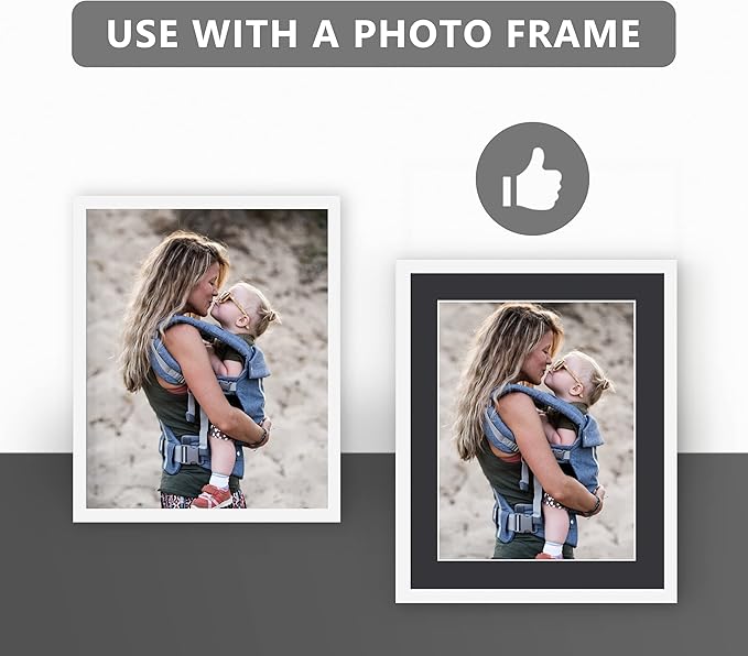 10 Pack Pre-Cut 11 x 14 Black Picture Mats for 8.5x11 Photos - White Core Bevel Cut Frame Matte, Acid Free, Ideal for Frames/Artwork/Prints