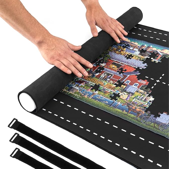 Puzzle Mat for Jigsaw Puzzle Fits 1500 1000 500 Piece Puzzles Roll-Up Puzzle Mat for Adults Kids Storage & Transport by Amuzi
