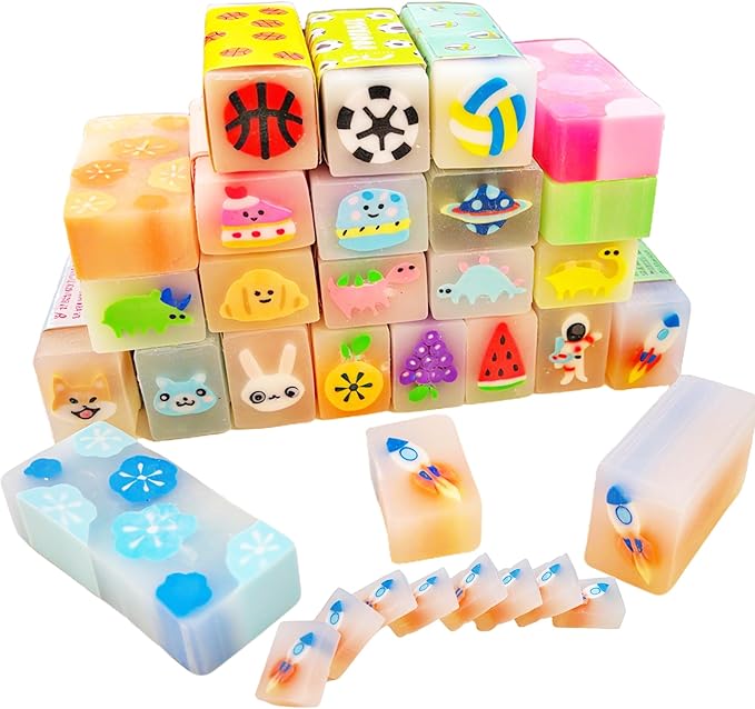 23PCS Big Fun Cute Animal Fruit Pencil Erasers for Kids Bulk,Back to School Party Gifts (Fruit Animal Jelly, Big)