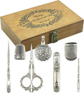 Vintage Embroidery Scissors Set, European Style Stainless Steel Sewing Tools for Sewing, Craft, Art Work, Needlework, Silver