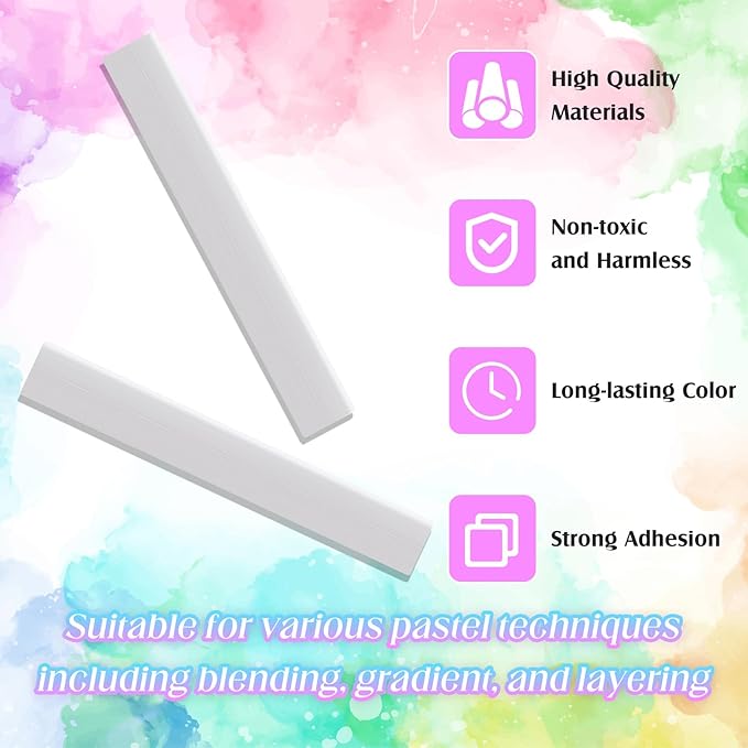24 Pcs Soft Pastel Drawing Chalk Set Square Sketch Chalk Non-toxic Artist Pastel Sticks for Professional Artists Students and Art Lovers(White)
