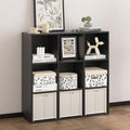 Wooden 9 Cube Storage Organizer with Closed Back Panel,Black Cube Shelf Heavy Duty Cubby Storage Organizer with Compartments for Living,Display Shelf,Bookshelf