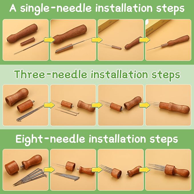 OEHPICC 128 Pcs Needle Felting Tools, 6×6 Inch Wool Felting Pad, 102 Pcs Felting Needles, Felting Tools with 3 Size Wooden Handle Holder for DIY Wool Felting Projects