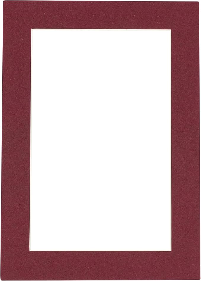 8x10 Mat Bevel Cut for 5.5x8.5 Photos - Acid Free Maroon Red Precut Matboard With Backing Board and Crystal Clear, Self Seal Photo Mat Bag - For Pictures, Photos, Framing - 4-ply Thickness
