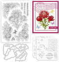 ORIGACH Realistic Protea Cynaroides Flower Layering Stencil Stamp and Die Set for Card Making, Silicone Stamps Metal Die Cut and Template for Card Making Scrapbooking DIY Crafting