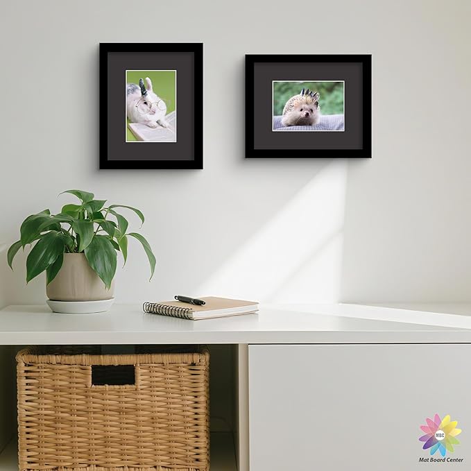Mat Board Center, Pack of 50, 8x10 for 5x7 Black Mats - Acid Free, 4-ply Thickness, White Core - for Pictures, Photos, Framing