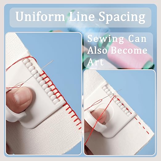 2 PCS Square 3mm Edge Lock Seam Guide, Mini Sewing Finger Ruler for Hand Sewing, DIY Sewing Kit Tool, Sewing Needle Gauge Measuring Guide, Square White