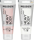 MEEDEN Acrylic Paint Light Pink: Bundled with Titanium White Color - 100ml/3.38oz x 2 Heavy Body Acrylic Paint Tubes for Art Craft Painting