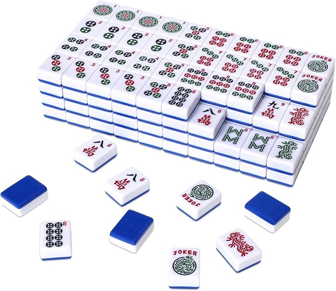 American Mahjong Tile Set with 166 Navy Blue Back Tiles (1.2”, Tiles Only)