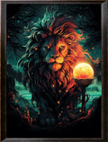 Leczany Cross Stitch Stamped Kit for Adults or Kids - Lion and Magic Crystal Ball | DIY Embroidery Starter Patterns Craft Kit Needlepoint for Beginner | 11CT, 3 Strands | 16.5x21.7 inches