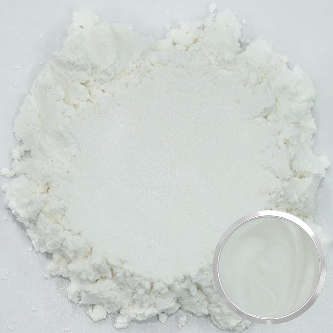 Matio White Mica Powder for Epoxy Resin, 1.8oz/ 50g Pearlescent Effect Mica Powder Natural Color Pigment for Soap Making, Bath Bomb, Candle Dye, Resin Craft, Paint, Nails Art, Jewelry, Slime Pigment