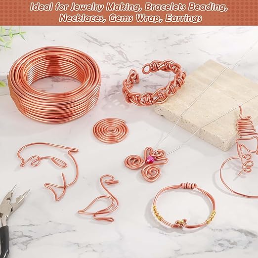 Aluminum Wire, Anezus 9 Gauge Craft Bendable Armature Thick Wire for Wreath, Jewelry Making, Gardening, Sculpting, Cosplay Props (Copper, 3 mm)