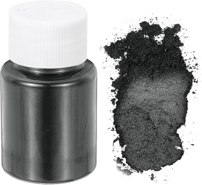 uxcell 10g/0.35oz Cosmetic Grade Mica Powder, 600 Mesh Mica Powder Natural Resin Epoxy Pigment Powders for Casting Resin, Candle Dye, DIY Nail Polish and Lip Gloss, Silver Black