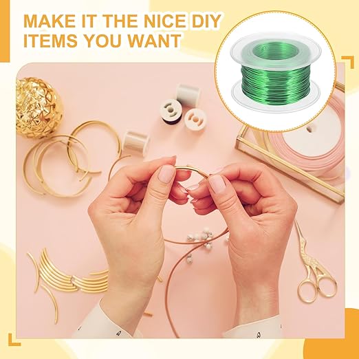uxcell 20 Gauge / 0.8mm Anodized Aluminum Wire for Jewelry Craft Making, 102 Feet Bendable Flexible Wire for DIY Home Decor Gardening Sculpture, Green