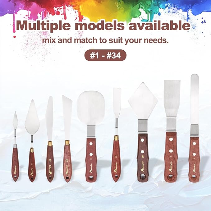 MECCANIXITY Pack of 1 Palette Knife No.5, 7.8" Long Palette Knives with Stainless Steel Flexible Spatula Pallet Knife and Wood Handle for Scraping, Mixing, Oil Acrylic Painting Canvas