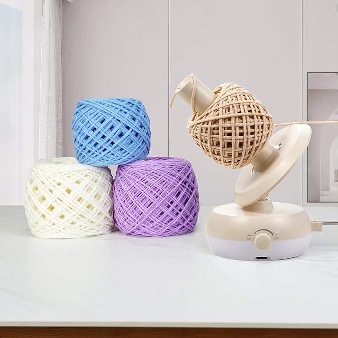 Electric Yarn Winder for Crocheting - Large Capacity Yarn Ball Winder for Knitting, Adjustable Yarn Ball Tension,Stepless Speed, Good Helper for Knitting Lovers, Cream