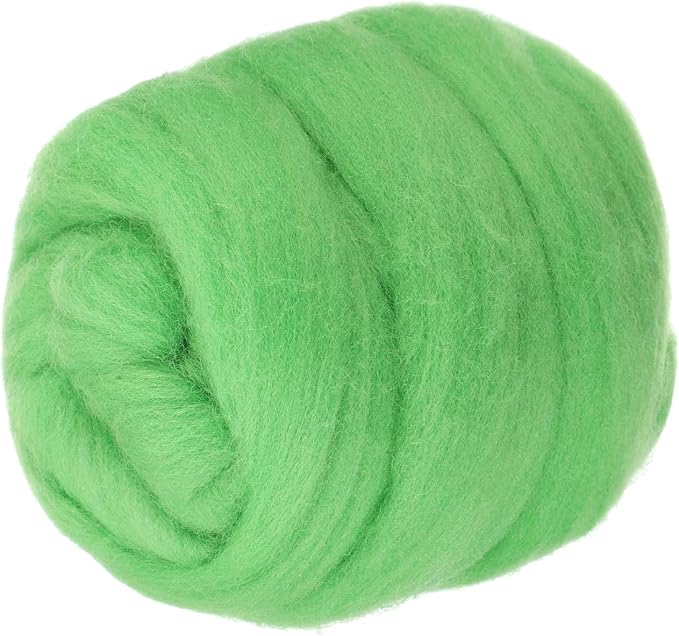 PATIKIL Wool Roving Yarn, 80G/2.82OZ Soft Felting Wool Pure Chunky Roving Yarn Bulk for Needle Felting Knitting Blanket Spinning Weaving DIY Craft, Light Grass Green