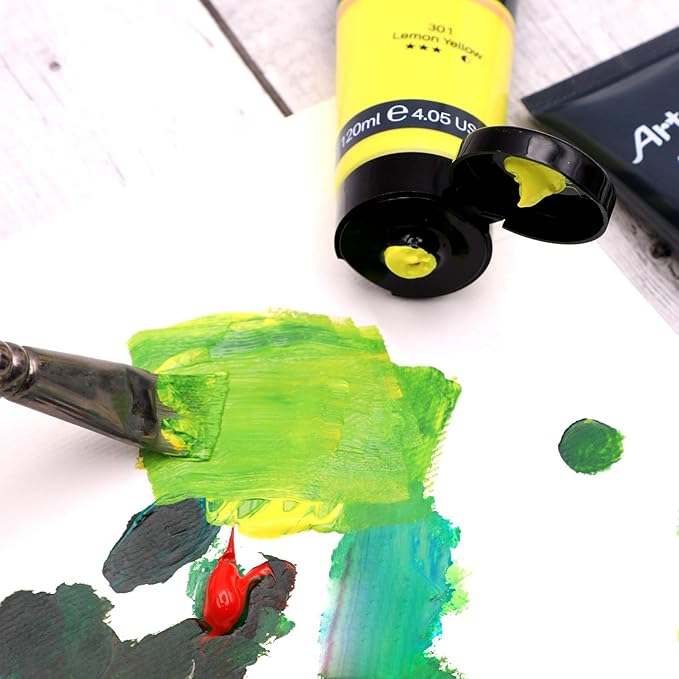 Artecho Green Acrylic Paint, Phthalo Green Paint (120ml / 4.05oz) Tubes, Art Craft Paints for Canvas, Rock, Stone, Wood, Fabric, Art Supplies