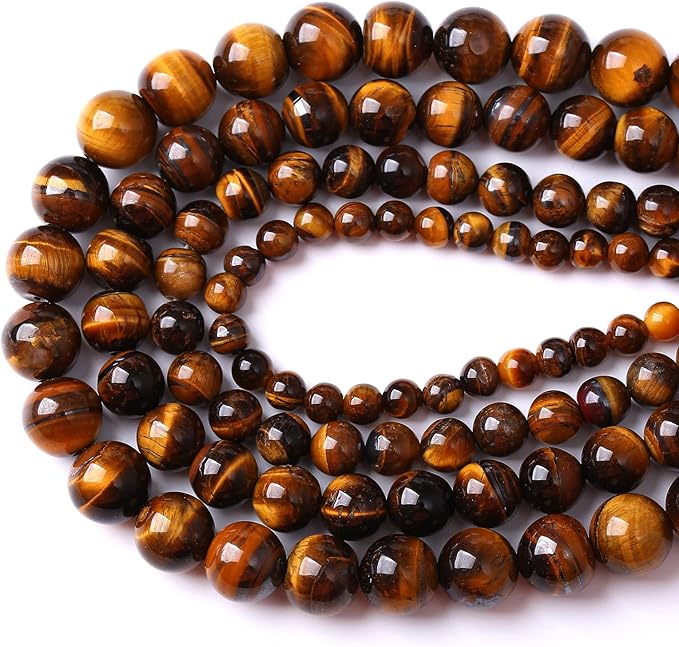 8mm 45pcs Natural Iron Yellow Tiger Eye Stone Beads for Jewelry Making Healing Energy Beads DIY Bracelet Necklace (8mm, Iron Yellow Tiger Eye Stone)