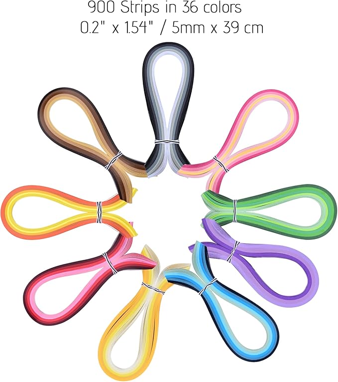 YURROAD Quilling Paper Set with 900pcs 5mm Quilling Paper Strips Filigree Tool Kit and Quilling Board Slotted Pen Curling Coach Crimper