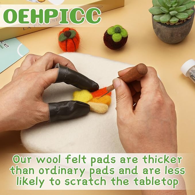 OEHPICC 128 Pcs Needle Felting Tools, 6×6 Inch Wool Felting Pad, 102 Pcs Felting Needles, Felting Tools with 3 Size Wooden Handle Holder for DIY Wool Felting Projects