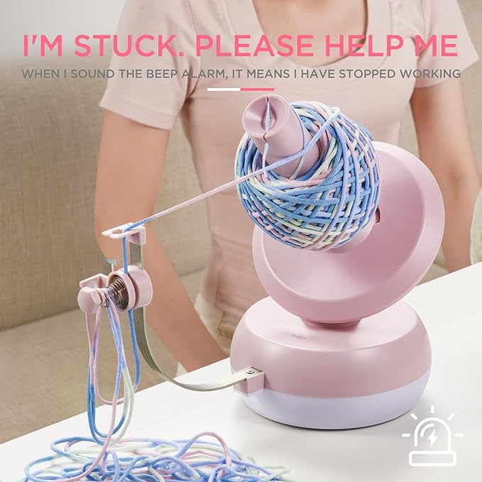 Yarn Winder for Crocheting, 10oz Large Capacity Electric Yarn Ball Winder with Strong Tension Stepless Speed, Automatic Yarn Cake Winder, Helper for Knitting Lovers, Pink