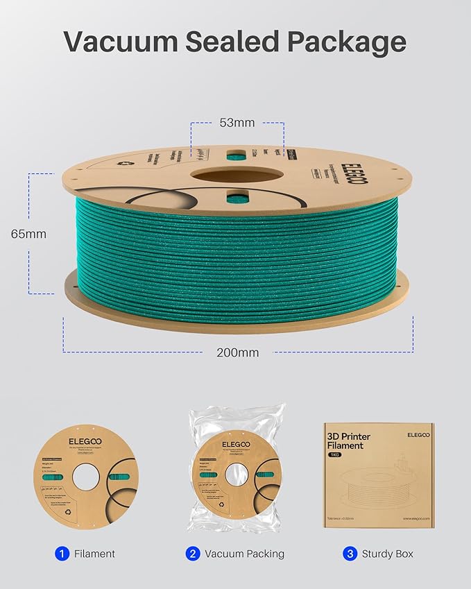 ELEGOO Sparkle PLA Filament 1.75mm Bundle 4KG, Glitter Twinkling 3D Printer Filament Dimensional Accuracy +/- 0.02mm, 4pcs 1kg Spool(2.2lbs) Sparkle Black, Red, Green, Gold