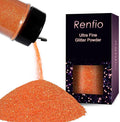 Renfio Iridescent Ultra Fine Glitter Powder Resin Supplies Glitters 1.94 Oz (55g) PET Flake Crafts Sequins 1/128" 0.008" 0.2mm Epoxy Chips Flakes for Tumblers Slime Painting - Orange