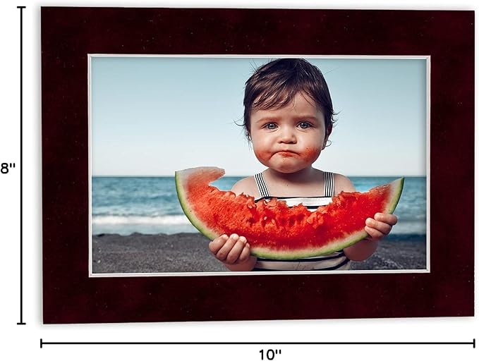 8x10 Mat Bevel Cut for 5.5x8.5 Photos - Acid Free Dark Red Suede Precut Matboard - For Pictures, Photos, Framing - 4-ply Thickness