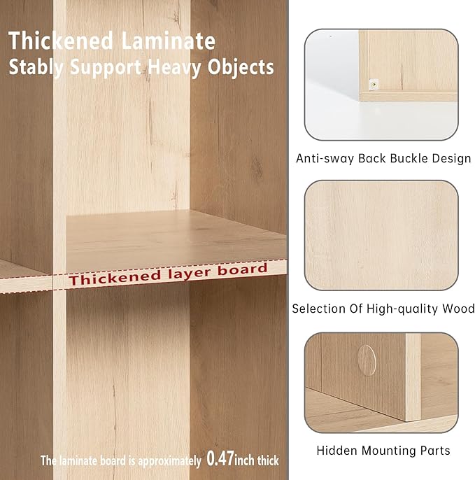 Wooden 2-Cube Storage Organizer with Closed Back Panel, 11in Cube Shelf Opening, Bookshelf, Display Shelf,Closet Cabinet for Home and Office,White Oak