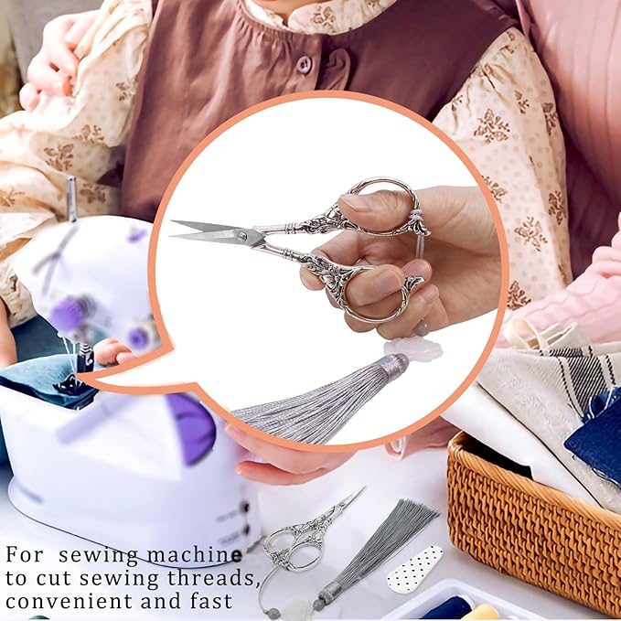 BIHRTC 4.5Inch Needlepoint Scissors Sharp Embroidery Scissor with Cover Tassel Stainless Steel Precision Shears Crochet Cross Shears for Beading Sewing Machine DIY Artwork Knitting