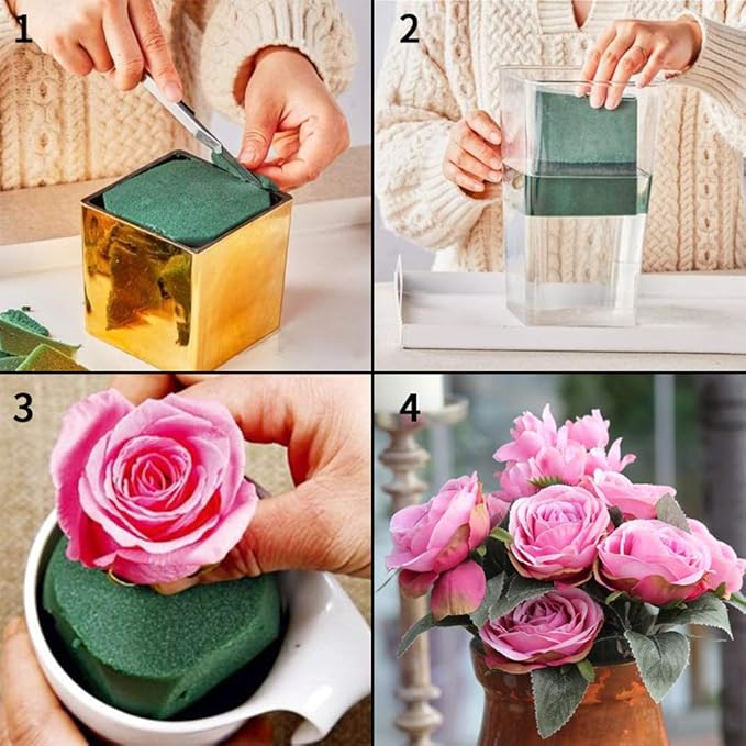 LOMIMOS 20PCS 3''Round Floral Foam Bricks,Wet Florist Floral Foam Block Flower Arrangement Supplies for Wedding Aisle Flowers Party Craft Project Spring Decoration