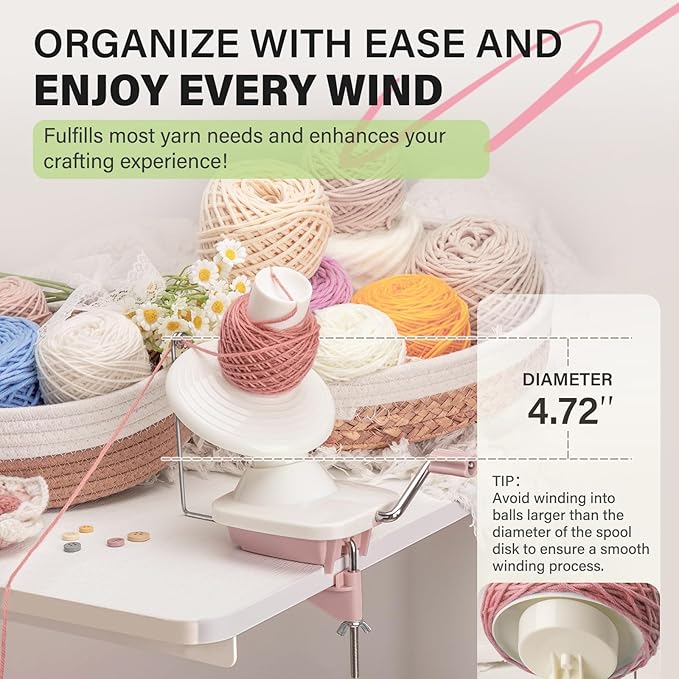INMAKER Yarn Winder, Ball Winder for Crocheting & Knitting, Quick Install Portable Yarn Spinner, Essential Tool for Crafting Enthusiasts