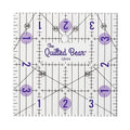 The Quilted Bear Quilting Rulers - Transparent Acrylic Non Slip Quilting, Patchwork & Sewing Ruler with Clear Black Lines & 30, 45 & 60 Degree Angles for Perfect Accuracy & Precision (4" x 4")