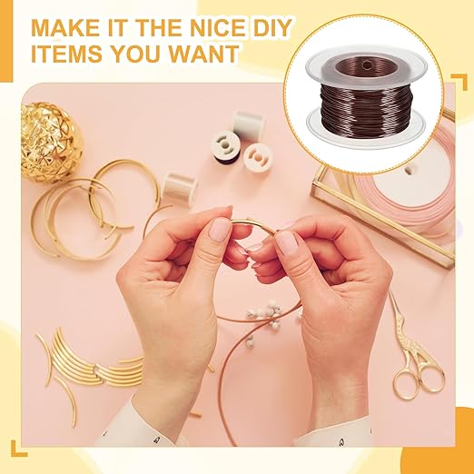 uxcell 20 Gauge / 0.8mm Anodized Aluminum Wire for Jewelry Craft Making, 102 Feet Bendable Flexible Wire for DIY Home Decor Gardening Sculpture, Bronze