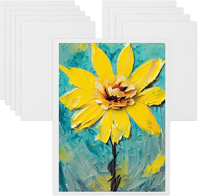 MECCANIXITY Canvas Boards for Painting, 7x9 Cotton Blank Primed Art Canvas Panels Acid-Free for Painting Supplies Oil Acrylic Tempera Watercolor Pouring Paint Artists(White, Pack of 10)