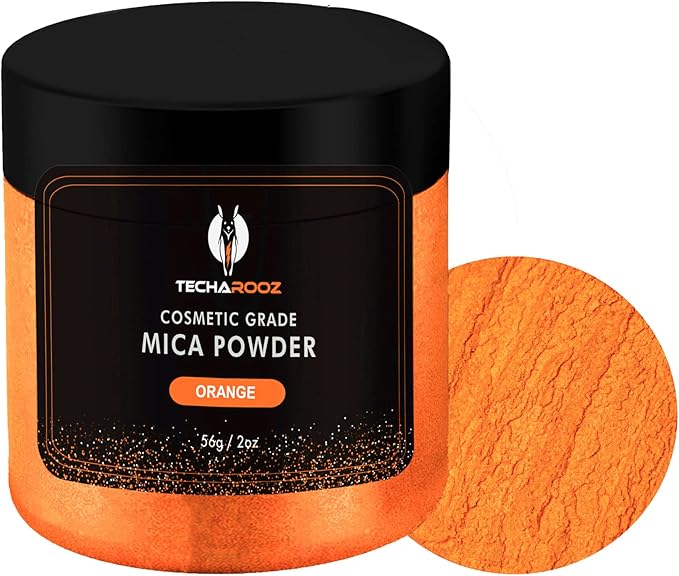 Orange Mica Powder for Epoxy Resin 56g / 2oz. Jar - Techarooz 2 Tone Resin Dye Color Pigment Powder for Lip Gloss, Nails, Colorant for Slime Bath Bombs Soap Making & Polymer Clay