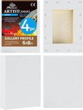 PHOENIX 6x8 Inch 4 Pack Gallery Canvas - Small 1.5 in Thick Canvases for Painting - Deep Edge 100% Cotton 11 Oz. Gesso Primed White Blank Professional Canvas Oil & Acrylic Paints