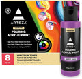 ARTEZA Acrylic Pouring Paint Set, 8 Rainbow Colors, 4 oz Bottles, High-Flow Paint, No Mixing Needed, Art Supplies for Canvas, Glass, Paper, Wood, Tile, and Stones