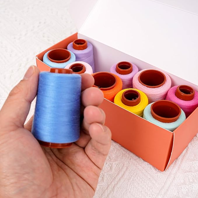 Sewing Thread Kit, All Purpose Sewing Thread 40wt, 10 Spools Assorted Colors Each 800 Yards of Polyester Threads for Sewing Machine, Hand Stitching, Quilting, Serger (Light Color Series)