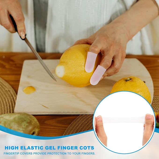 PATIKIL Gel Finger Cots 2"x0.67", 20 Pcs Silicone Finger Protector Support Finger Sleeve Cushions Thumb Protector Covers Fingertip Caps Gloves for Finger Cracking, White