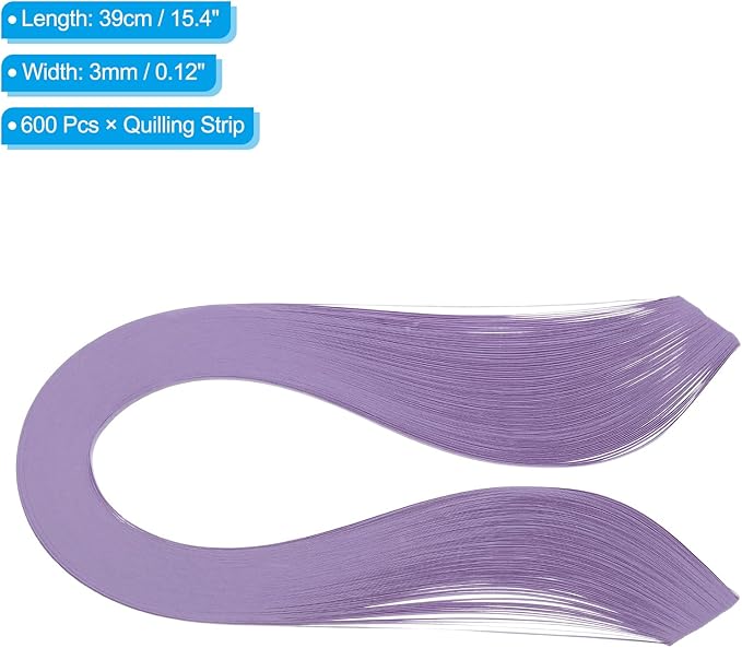PATIKIL 600pcs Quilling Strips Paper 1/8"(3mm) 39cm Origami Paper Quilling Strip for Art DIY Hand Craft Christmas, Violet Purple