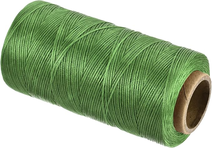 MECCANIXITY Waxed Thread,284 Yard 0.8mm 150D Flat Wax Thread Polyester Waxed String for Leather Sewing Hand Weaving Book Binding Home Decoration,Green