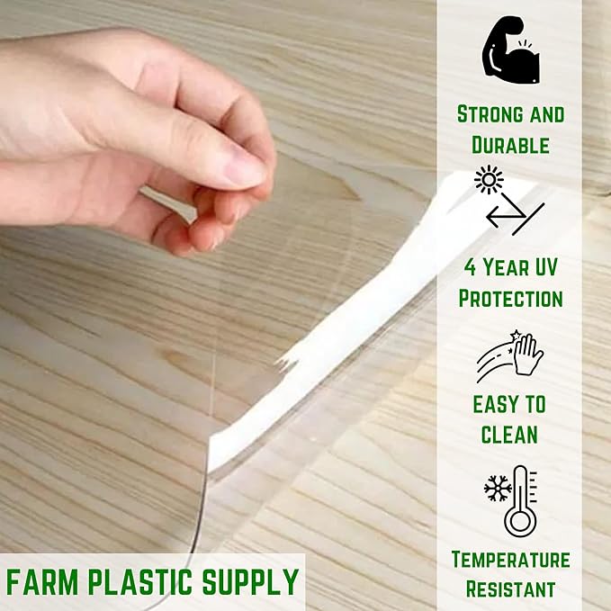 Farm Plastic Supply - Clear Vinyl Sheeting - 15 Mil - (4'6" x 100') - Vinyl Plastic Sheeting, Clear Vinyl Sheet for Storm Windows, Covering, Protection, Tablecloth Protector
