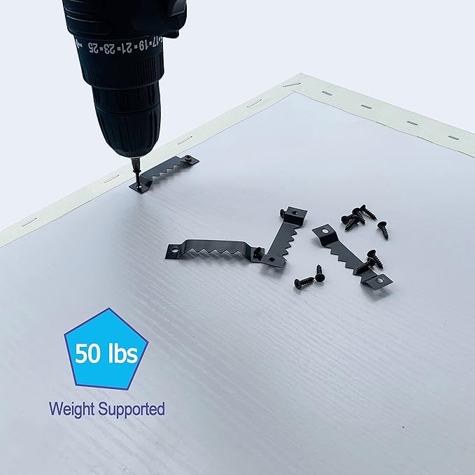 Sawtooth Picture Hangers Heavy Duty - Supports 50 lbs, 50 Pack Heavy Sawtooth Hangers with Screws, for Hanging Canvas Photos Frame Clock Paintings Artwork