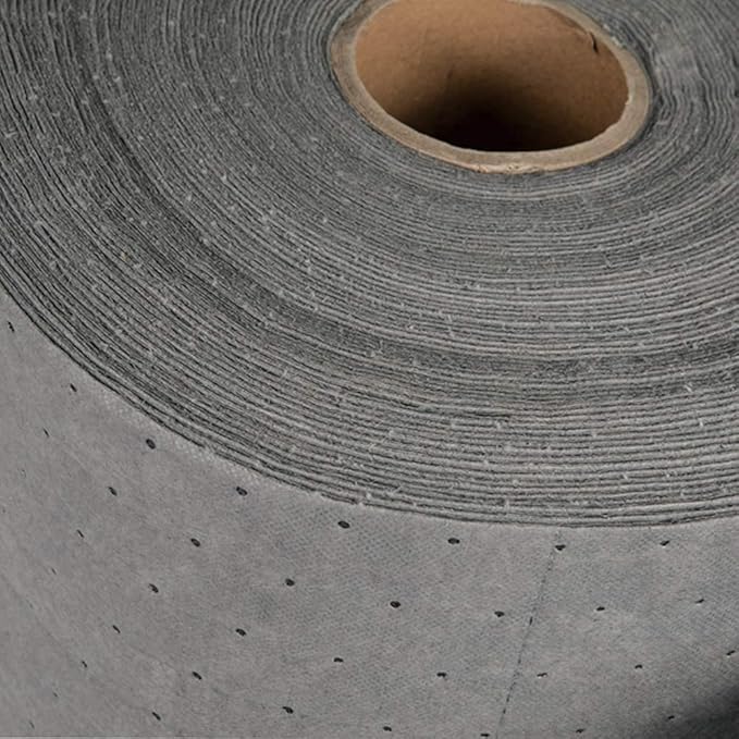 PONO Premium Polypropylene 150' L x 15" W Absorbent Mat Roll Gray Heavy Weight Oil Absorbing Mats Universal Oil for Absorbing Oils, Water, Solvents, Coolants and More