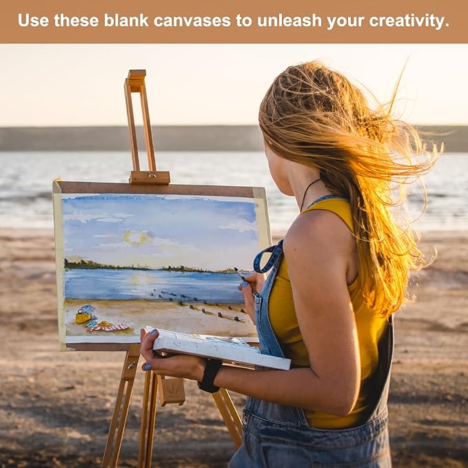MECCANIXITY Canvas Boards for Painting, 7x9 Cotton Blank Primed Art Canvas Panels Acid-Free for Painting Supplies Oil Acrylic Tempera Watercolor Pouring Paint Artists(White, Pack of 10)