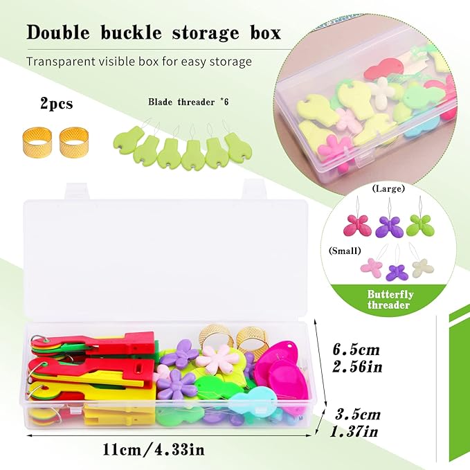 Fedmut Needle Threaders Set, 51 Pcs Needle Threader Tool Needle Threaders for Hand Sewing Craft, 9 Types Needle Threader with Thimbles Great for Hand Sewing Needle Work, Sewing Machine, Embroidery