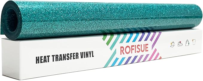 Agate Green Glitter HTV Heat Transfer Vinyl 12" x6FT Glitter Vinyl for T Shirts Easy to Cut and Weed Compatible with All Cutter Machines HTV Vinyl Iron on for Cricut (Agate Green, 12“x6FT)