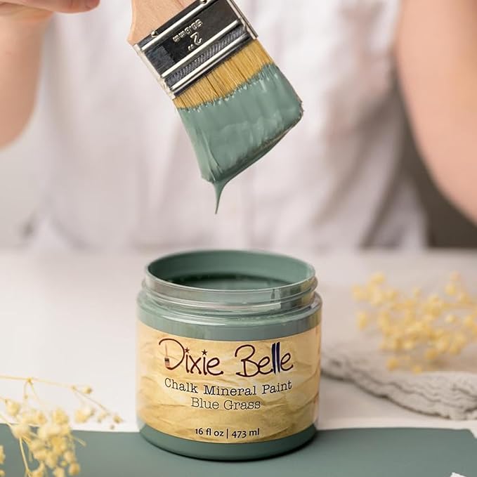 Dixie Belle Paint Company Chalk Finish Furniture Paint – Blue Grass (8oz) – Matte Chic Chalk Mineral DIY Furniture Paint